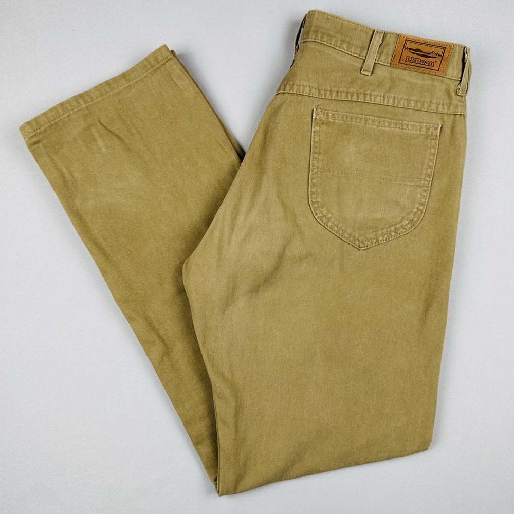 Vintage LL Bean USA Union Made Canvas Pants Tan Workwear 34x32
